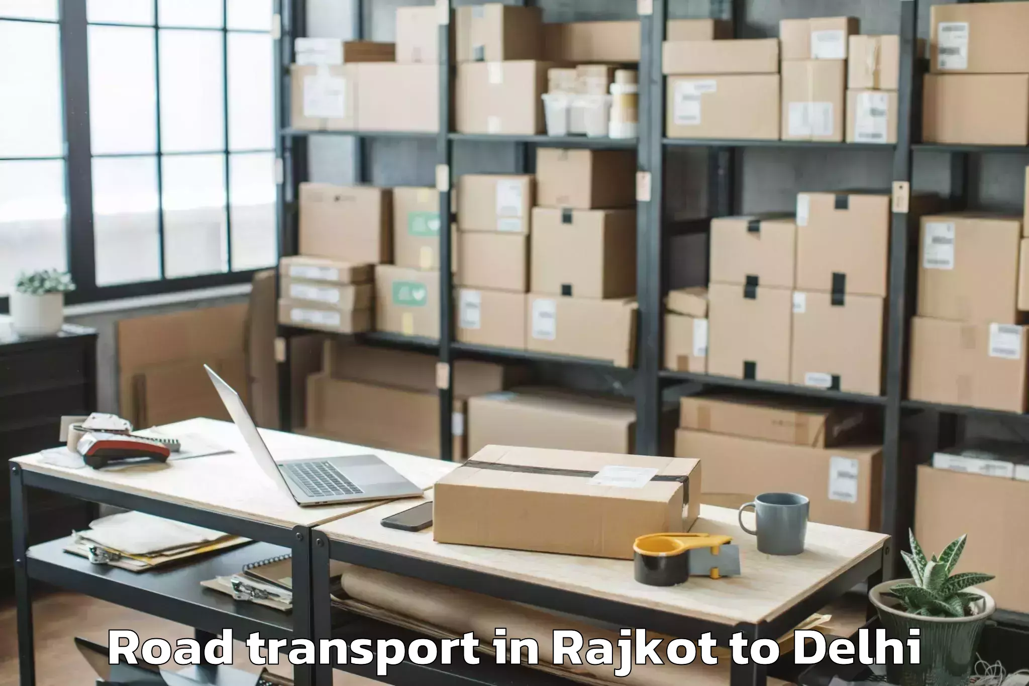 Easy Rajkot to Naraina Industrial Estate Road Transport Booking